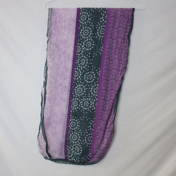 Brochier Soieries French Purple Silk Patterned Sheer Scarf - Picture 1 of 4